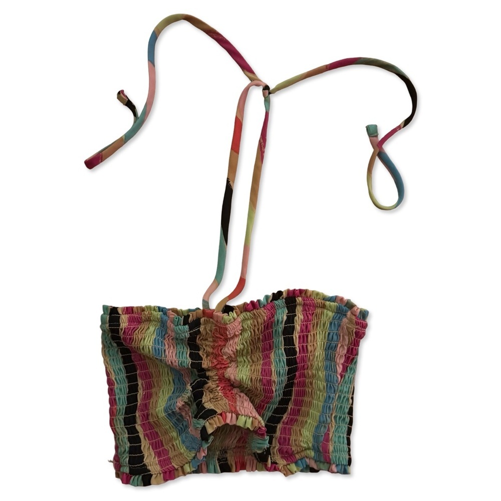 Forever 21 Printed Adjustable Ruched Halter/Bandeau Crop Top | Size Small | NWOT - Picture 3 of 4